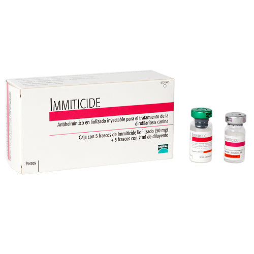 Immiticide Inyectable Perros Caja con 5 dosis (5 frascos ) (Melarsomina )